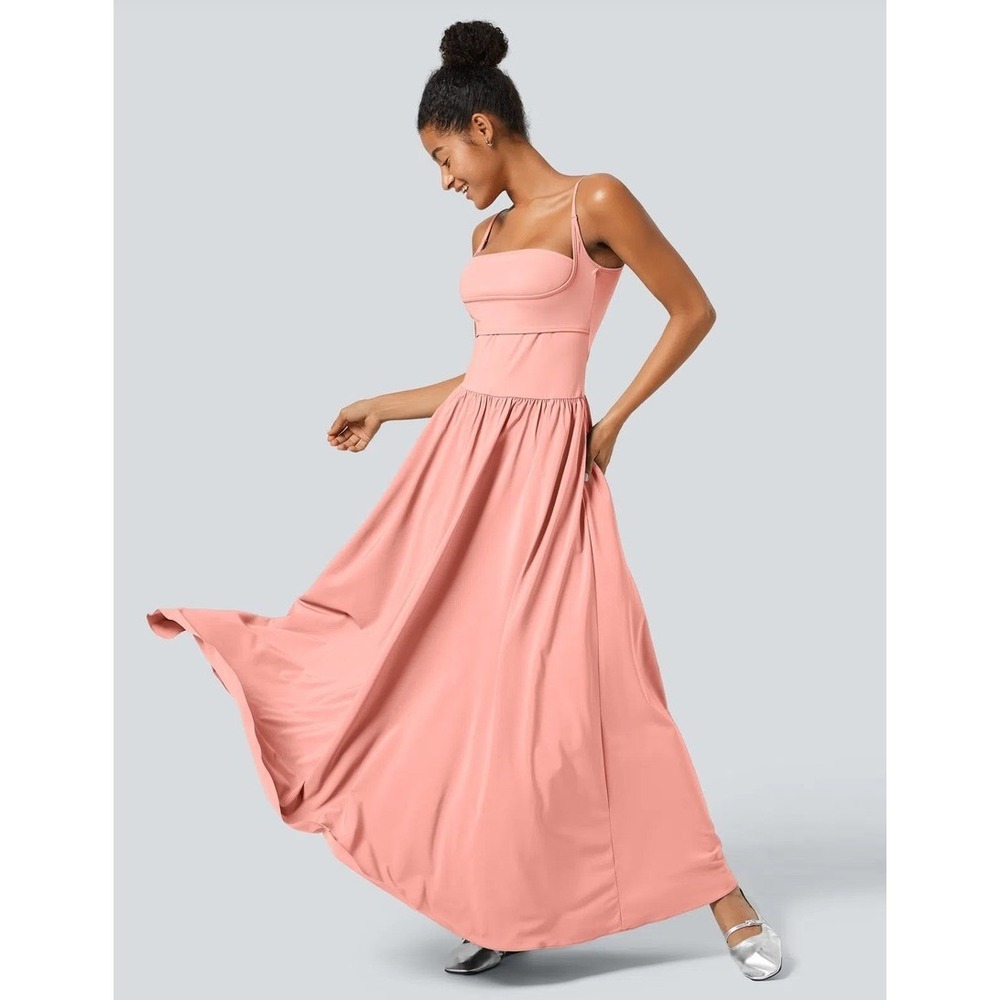 Halara Breezeful Pocket Flowy Flare Maxi Quick Dry Blossom Slip Dress XL NWT